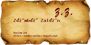 Zámbó Zalán névjegykártya